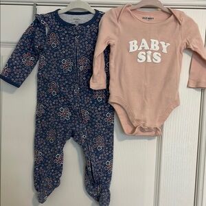 Old Navy Baby Sis Pink and Floral One Piece Set